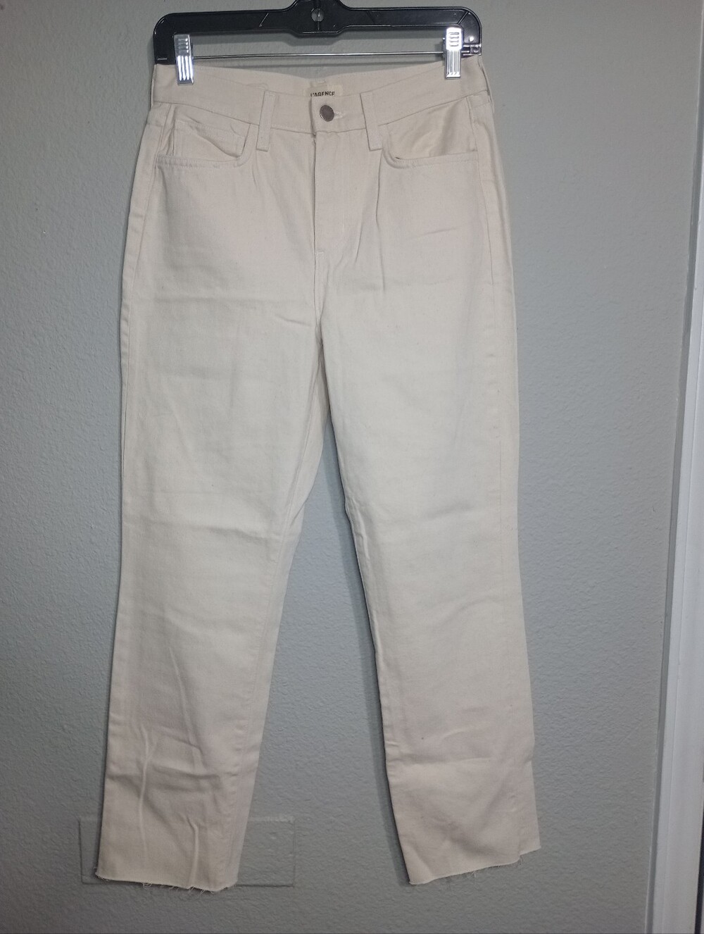 L’agence High Rise Raw Hem Oatmeal Jeans